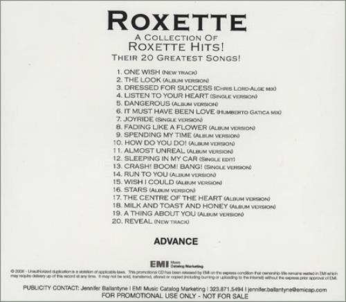 Roxette A Collection Of Roxette Hits! Their 20 Greatest Hits